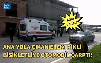 Yola çıkan elektrikli bisikletliye otomobil çarptı