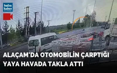 Alaçam'da Otomobilin çarptığı yaya havaya fırlayarak yaralandı