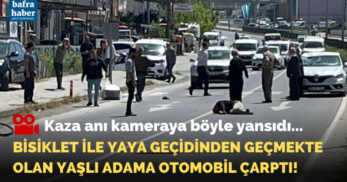 Bisiklet ile yaya geçidinden karşıya geçmekte olan yaşlı adama otomobil çarptı!
