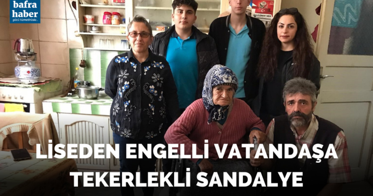 Bafra'da Liseden engelli vatandaşa tekerlekli sandalye