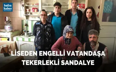 Bafra'da Liseden engelli vatandaşa tekerlekli sandalye