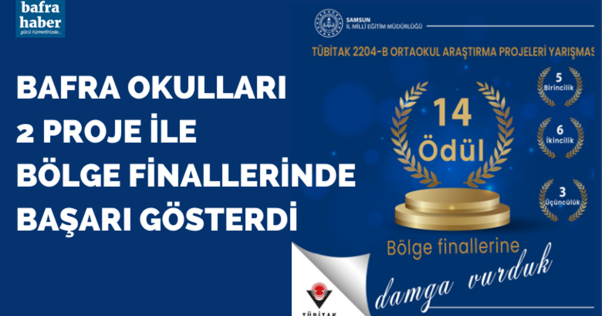 Bafra okulları 2 proje ile bölge finallerinde başarı gösterdi