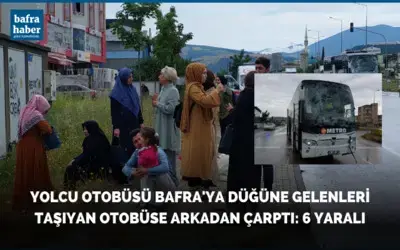 Yolcu otobüsü Bafra'ya düğüne gelenleri taşıyan otobüse arkadan çarptı: 6 yaralı