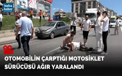 Bafra'da Otomobilin çarptığı motosiklet sürücüsü ağır yaralandı