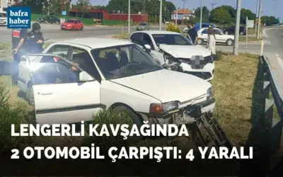 Lengerli Kavşağında 2 otomobil çarpıştı: 4 yaralı