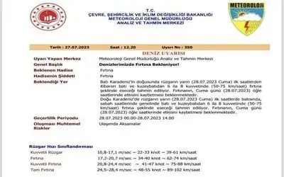 Karadeniz’de fırtına uyarısı
