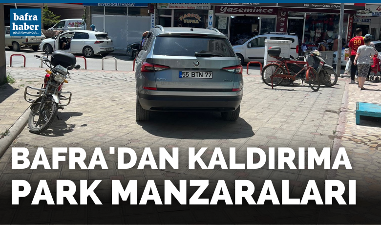Bafra'dan kaldırıma park manzaraları