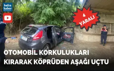 Bafra'da Otomobil Korkulukları Kırarak Köprüden Aşağı Uçtu!