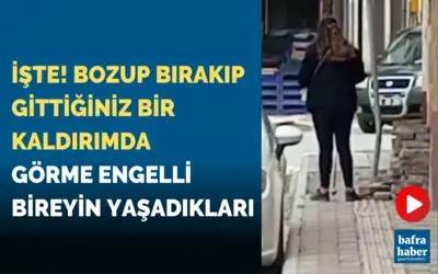Bafra’da Görme Engelli Bireyin Bozuk Kaldırım İle Sınavı