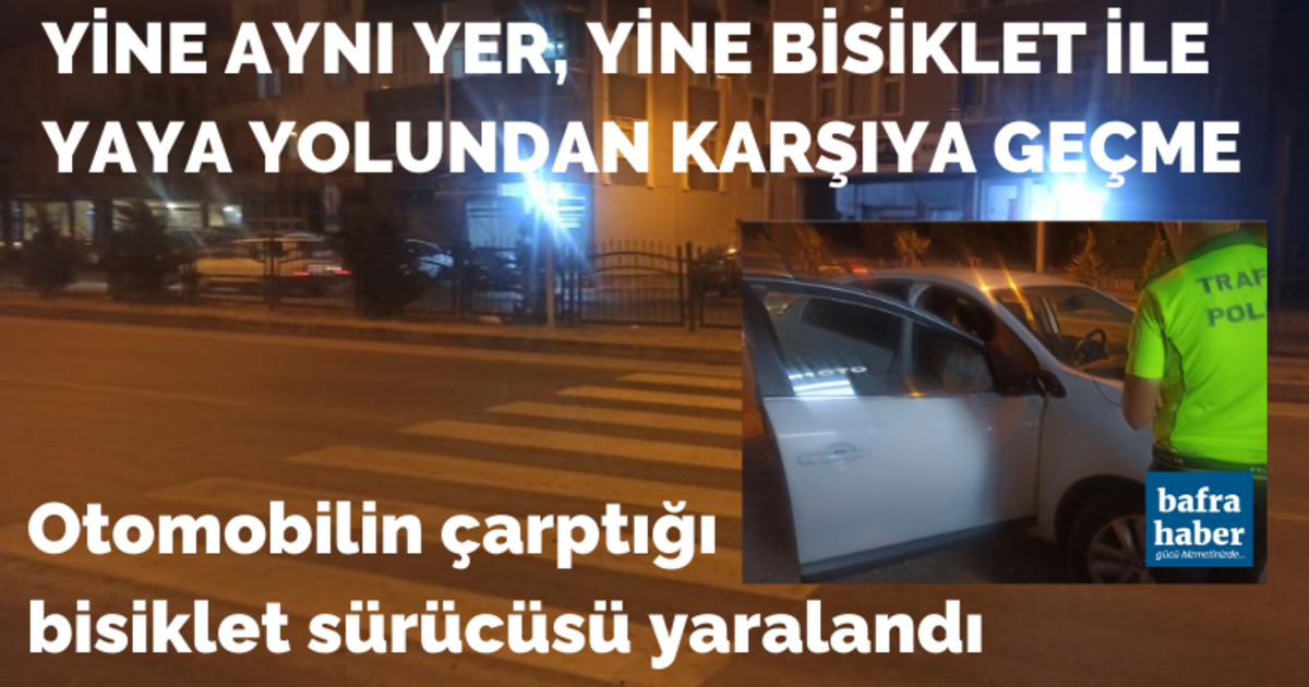 Bafra'da Otomobilin çarptığı bisiklet sürücüsü yaralandı