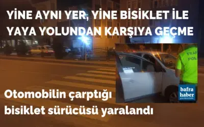 Bafra'da Otomobilin çarptığı bisiklet sürücüsü yaralandı