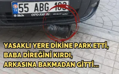 Yasaklı Yere Dikine Park Etti, Baba Direğini Kırdı Arkasına Bakmadan Gitti