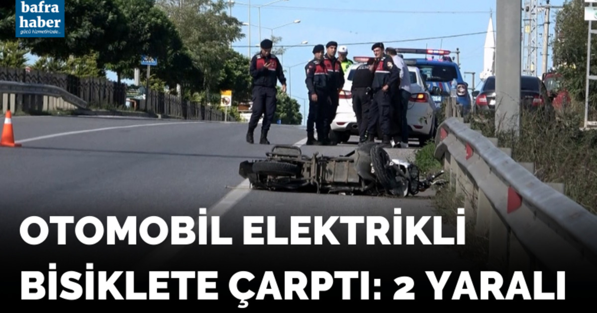 Bafra'da Otomobil elektrikli bisiklete çarptı: 2 yaralı
