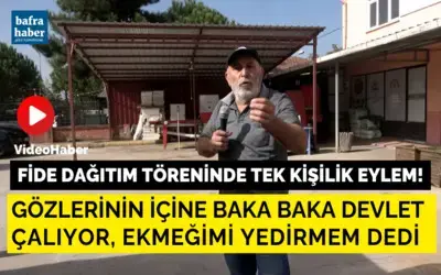 Bafra’da Çeltik Üreticisinden Tek Kişilik Eylem!