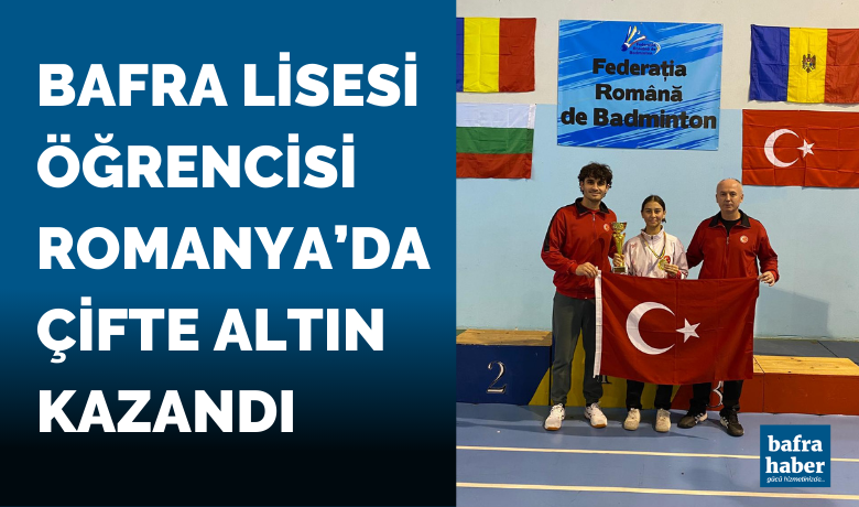 Bafra Lisesi ÖğrencisiRomanya’da Çifte Altın Kazandı - Bafra Atatürk Anadolu Lisesi ve Samsun Büyükşehir spor kulübü sporcusu Aysu Arslan, Romanya’da düzenlenen Badminton Balkan Şampiyonasında çifte altın kazandı. 