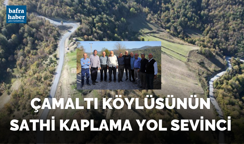 Çamaltı köylüsünün sathi kaplama yol sevinci - Samsun Büyükşehir Belediyesi, Bafra ilçesi Çamaltı Mahallesi’ndeki 9 kilometrelik yolu A tipi sathi kaplama yaparak, mahallenin ulaşım problemini çözdü.