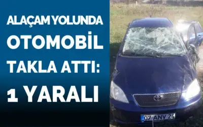 Alaçam Yolunda Otomobil kavşakta takla attı: 1 yaralı
