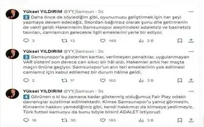 Y. Samsunspor’dan sert açıklama: “Hakem hatalarının devam etmesi durumunda, emeklerimizin gölgede bırakılmasına göz yummayacağız"
