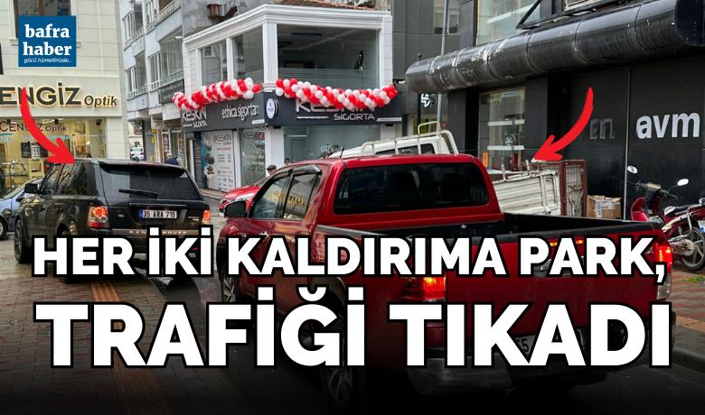 Her İki Kaldırıma Park, Trafiği Tıkadı - Bafra’nın Nuri İbrahim Camisi yan sokağında yolun iki tarafındaki kaldırıma park eden araçlar trafiği tıkadı. 