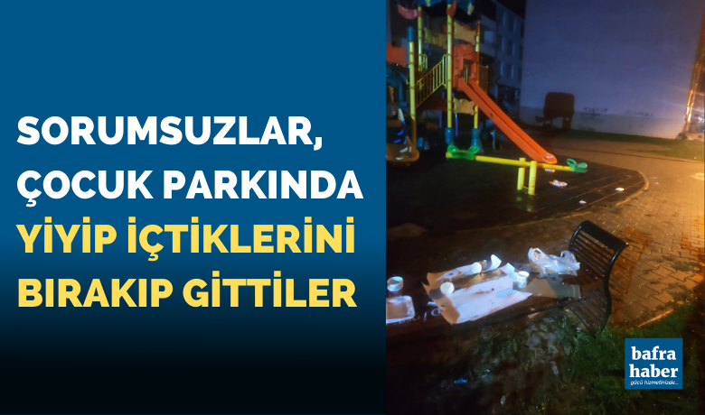 Yiyip İçip Parkta Bıraktılar - Samsun’un Bafra ilçesinde bir çocuk parkında yiyecek kaplarının bırakılması tepki çekti. Bafra’nın Kavakpınar Mahallesi’ndeki bir çocuk parkında, sorumsuz kişiler yedikleri ve içtikleri yiyeceklerin kaplarını olduğu gibi bırakıp gittiler. 