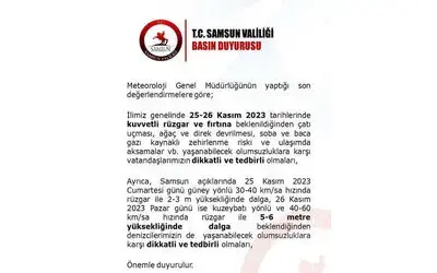 Samsun’da fırtına ve yüksek dalga uyarısı
