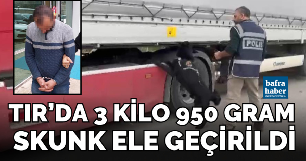 Samsun’da tırda 3 kilo 950 gram skunk ele geçirildi