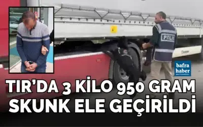 Samsun’da tırda 3 kilo 950 gram skunk ele geçirildi