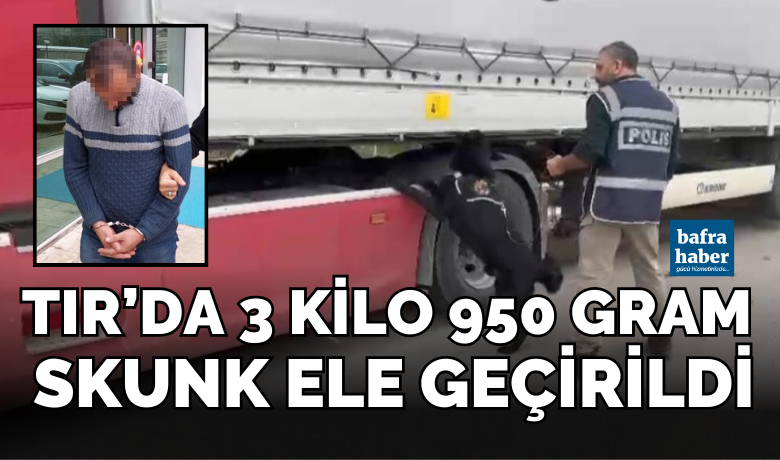Samsun’da tırda 3 kilo950 gram skunk ele geçirildi