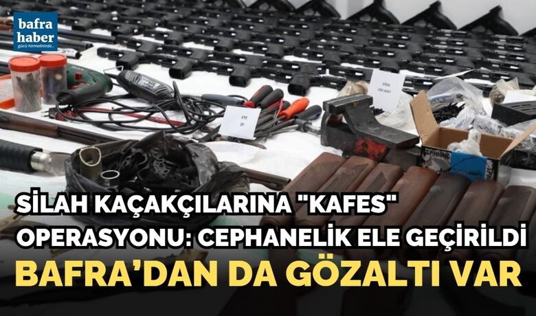 Silah kaçakçılarına "Kafes"operasyonu: Cephanelik ele geçirildi - Samsun’da KOM polisi tarafından Samsun merkez, Bafra ilçesi, İstanbul ve Bursa illerinde düzenlenen "Kafes" operasyonunda cephaneliği aratmayan silah ve mühimmat ele geçirildi.
