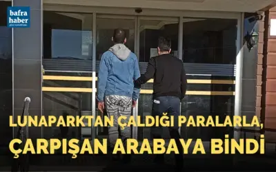 Lunaparktan çaldığı paralarla çarpışan arabaya bindi