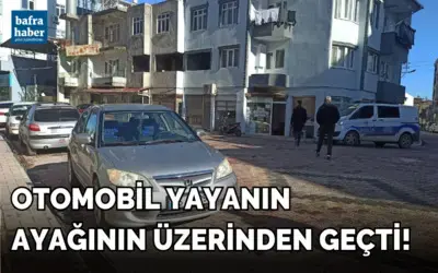 Yolun karşısına geçmekte olan yayanın ayağının üstünden otomobil geçti