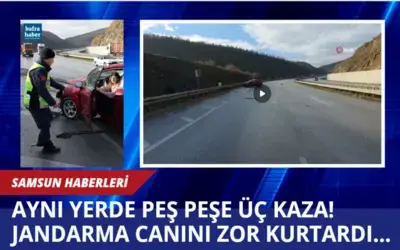 Aynı yerde peş peşe üç kaza: Kaza anı kamerada