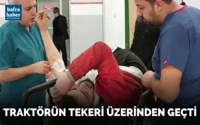 Traktörün tekeri üzerinden geçti