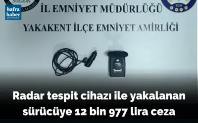 Radar tespit cihazı ile yakalanan sürücüye 12 bin 977 lira ceza