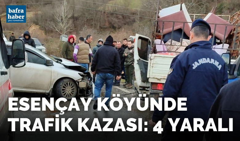 Esençay köyünde trafik kazası: 4 yaralı - Samsun’un Bafra ilçesinde otomobil ile kamyonetin çarptığı kazada 4 kişi yaralandı.