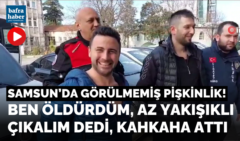 Samsun'da görülmemiş pişkinlik: "Benöldürdüm, az yakışıklı çıkalım" dedi - Samsun’da yanındaki arkadaşı bir kişiyi karnından vurarak yaralayan şahıs adliyeye sevk edilirken, "Ben öldürdüm" diyerek kahkaha atıp görüntüsünü çeken muhabire, "Az yakışıklı çıkalım abi" demesi tepki çekti.