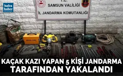 Kaçak kazı yapan 5 kişi jandarma tarafından yakalandı