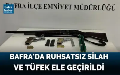 Bafra’da ruhsatsız silah ve tüfek ele geçirildi