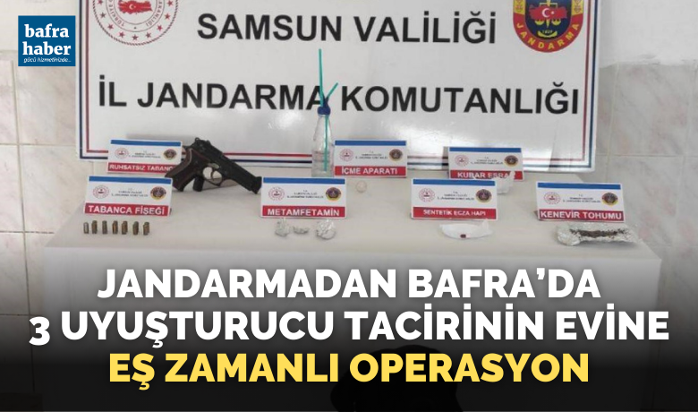 Jandarmadan silah veuyuşturucu operasyonu: 3 gözaltı - Samsun’un Bafra ilçesinde ruhsatsız silah ve uyuşturucu ele geçirildi. 3 kişi gözaltına alındı.
