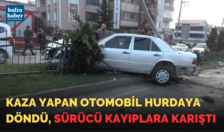 Kaza yapan otomobil hurdayadöndü, sürücü kayıplara karıştı - Samsun’un Bafra ilçesinde refüjdeki aydınlatma direğine çarpan otomobil hurdaya dönerken, kaza sonrası sürücü kayıplara karıştı.
