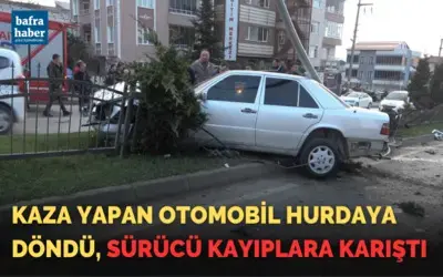 Kaza yapan otomobil hurdaya döndü, sürücü kayıplara karıştı