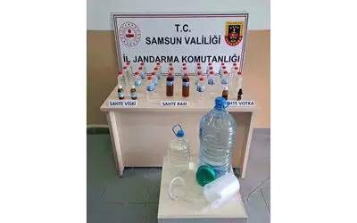 Jandarma’dan sahte içki üretimi yapılan eve baskın
