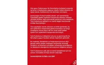 Samsunspor: “Türk futbolunun gelişimi ve marka değeri konusunda endişe duymaktayız”
