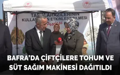 Bafra’da çiftçilere tohum ve süt sağım makinesi dağıtıldı