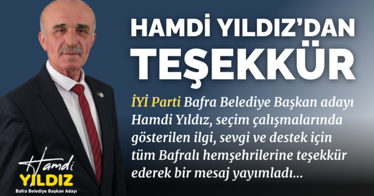 Hamdi Yıldız’dan teşekkür