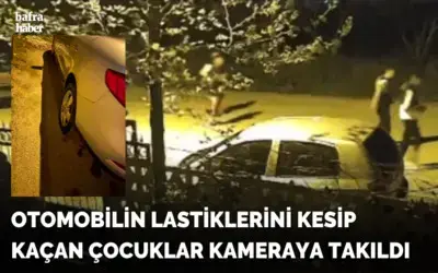 Otomobilin Lastiklerini Kesip Kaçan Çocuklar Kameraya Takıldı!