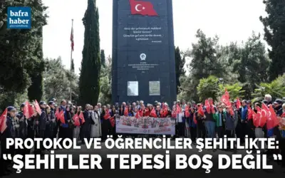 Protokol ve öğrenciler şehitlikte: “Şehitler tepesi boş değil”