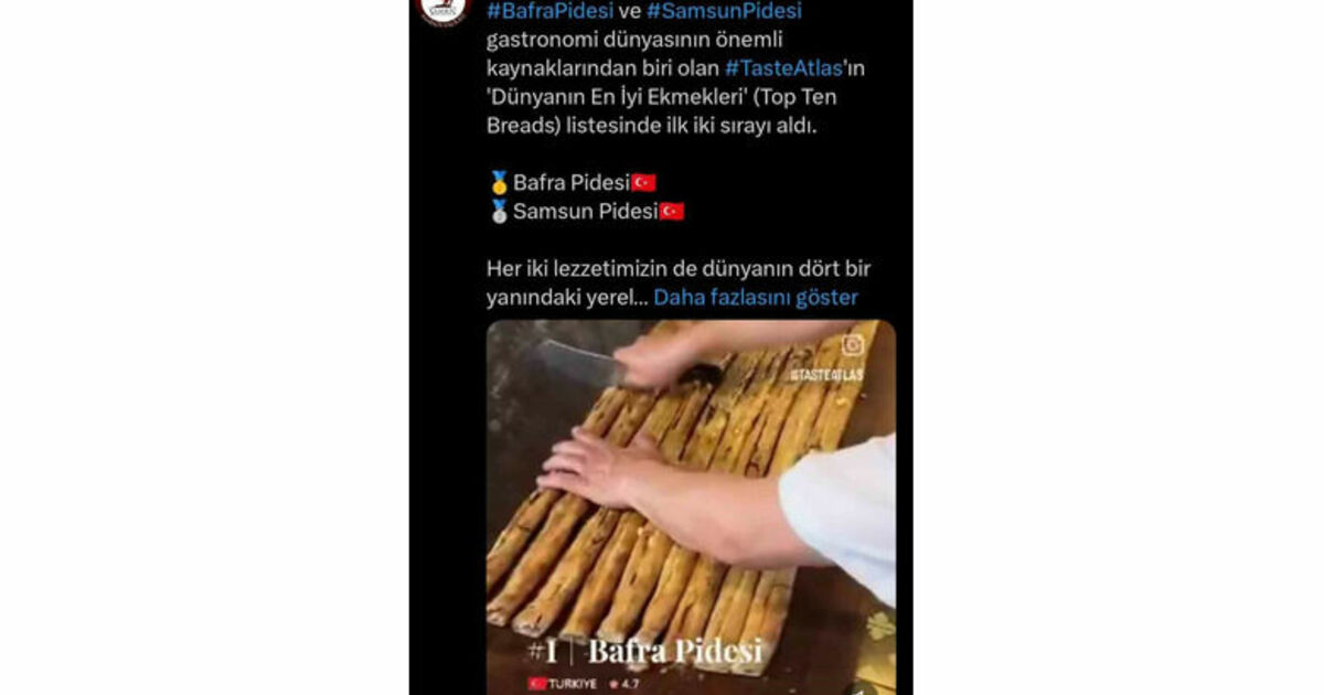 Dünyanın en iyi ilk iki ekmeği Samsun’dan
