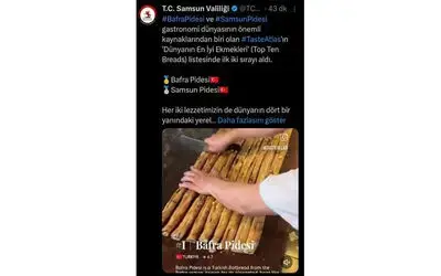 Dünyanın en iyi ilk iki ekmeği Samsun’dan
