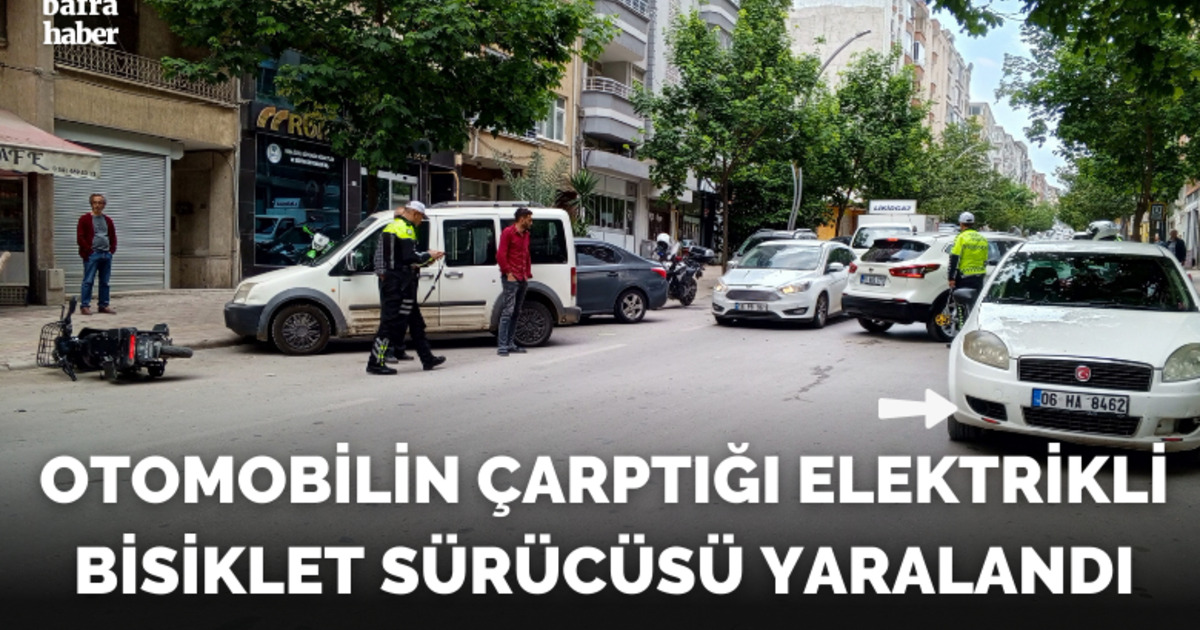 Otomobilin çarptığı elektrikli bisiklet sürücüsü yaralandı